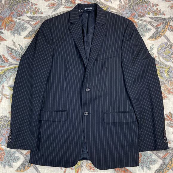 Ralph Lauren Men's Black Label Slim 2 Button Black Pinstripe Wool Blazer 38R - Picture 1 of 12